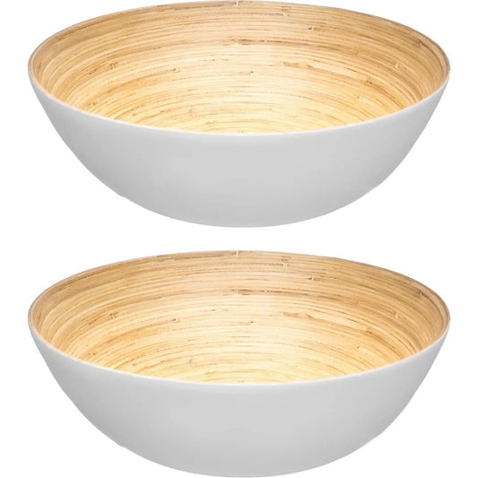 Secret de Gourmet Slakom/voedsel serveerschaal - bamboe - D30 cm - 2x