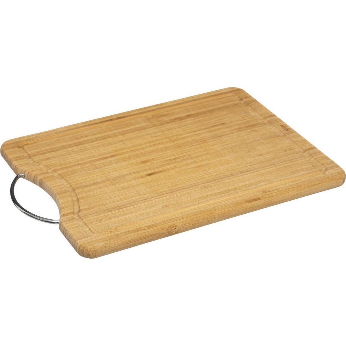 Secret de Gourmet Snijplank met metalen handvat - 42 x 30 cm - bamboe hout - Serveerplank - Broodplank