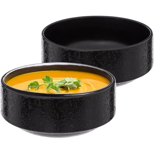Secret de Gourmet Soepkommen/schaaltje - 2x - Loft - keramiek - D15 x H7 cm - antraciet - Stapelbaar