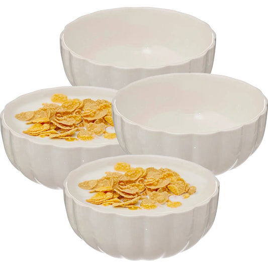 Secret de Gourmet Soepkommen/serveer schaaltjes - 4x - Delphi - porselein - D15 x H7 cm - ivoor wit