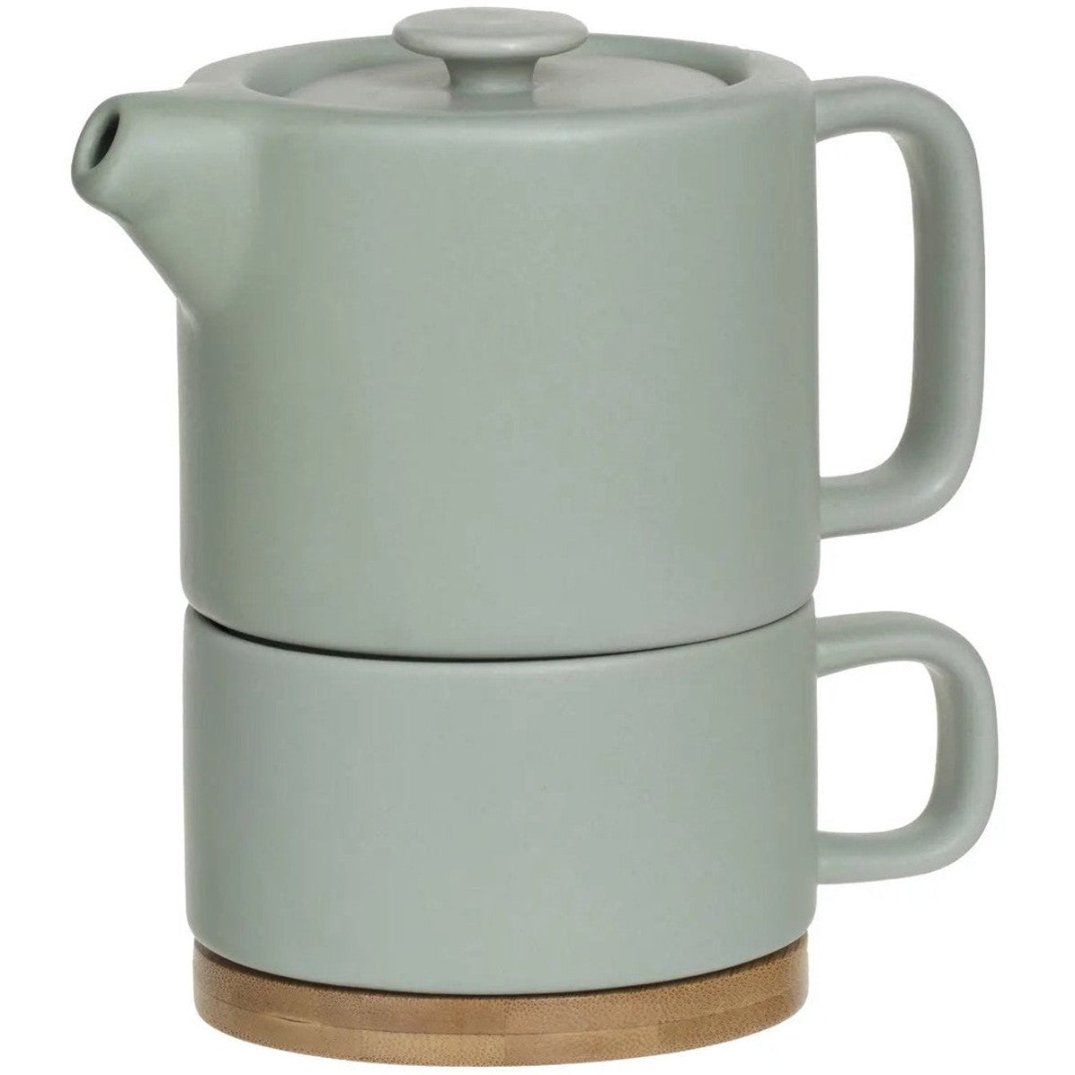 Secret de Gourmet Theepot Penang - Keramiek - met kopje - mintgroen - 10 x 15 cm