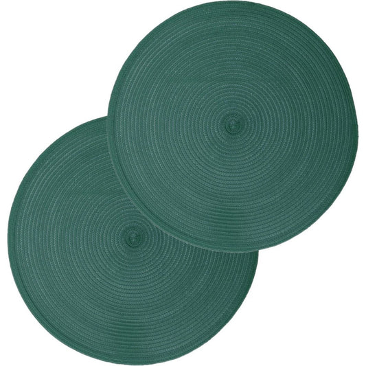 Secret de Gourmet ronde placemat - Set van 6x stuks - emerald groen - gevlochten kunststof - Dia 38 cm - Onderleggers