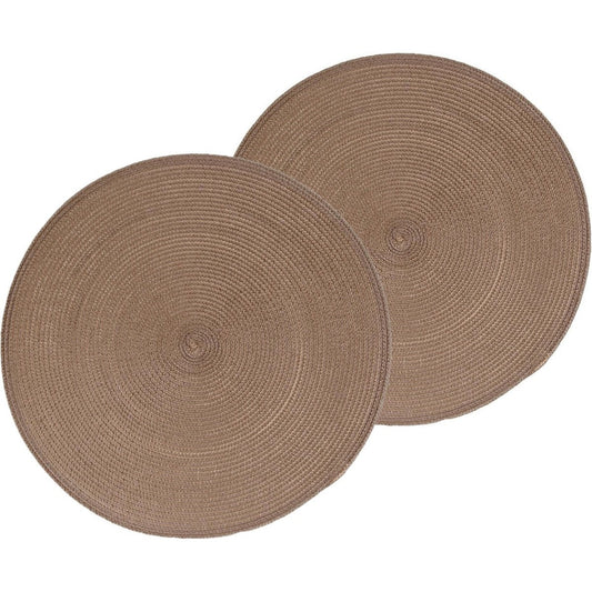 Secret de Gourmet ronde placemat - Set van 8x stuks - taupe - gevlochten kunststof - Dia 38 cm - Onderleggers