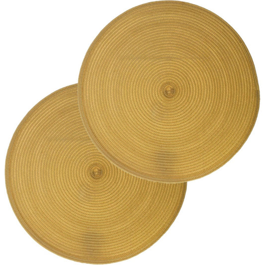 Secret de Gourmet ronde placemat - Set van 8x stuks - geel - gevlochten kunststof - Dia 38 cm - Onderleggers