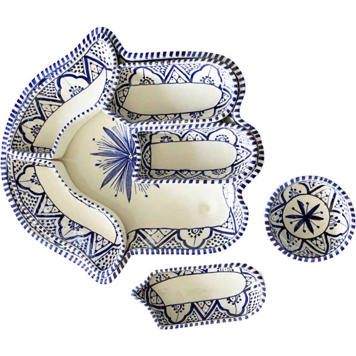 Serveer schaal Khamsa Fatima schaal serveer set zwart-blauw