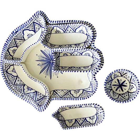 Serveer schaal Khamsa Fatima schaal serveer set zwart-blauw