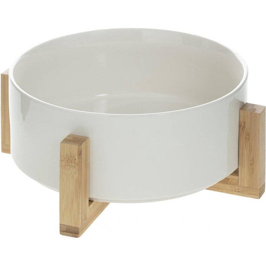 Serveerschaal - bamboe en aardewerk