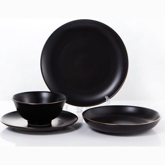 Serviesset 24-delig 6 Personen - Zwart-Goud