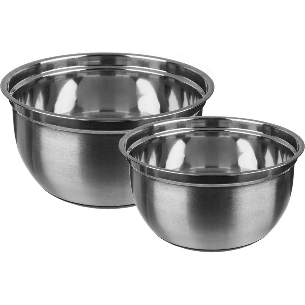 Set 2x stuks beslagkommen/mengkommen - RVS 4,5L/2,5L - Met antislip