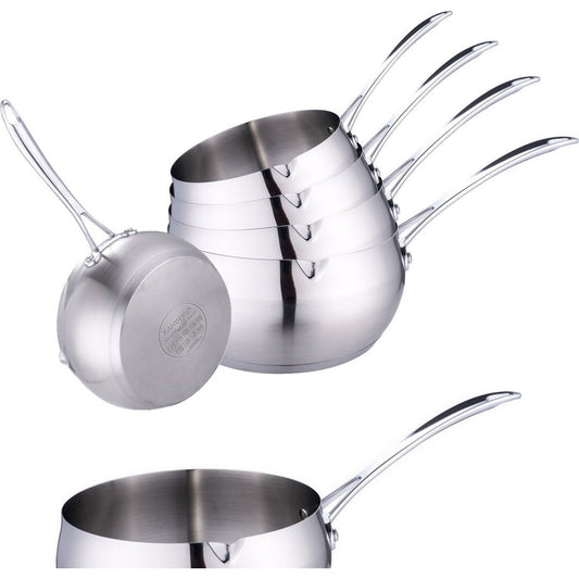 Set Met 5 Steelpannen 12/14/16/18/20 Cm Hoogwaardig Roestvrij Staal - Ook inductie.