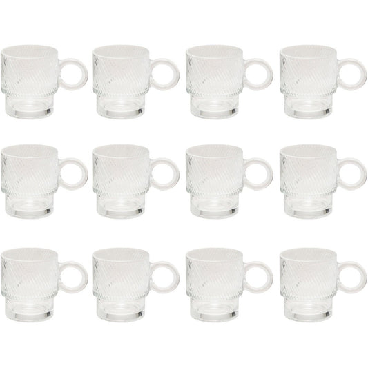 Set van 12 Transparante Glas Mokken - 30 cl - Vaatwasserbestendig - Ideaal voor Koffie, Thee en Meer