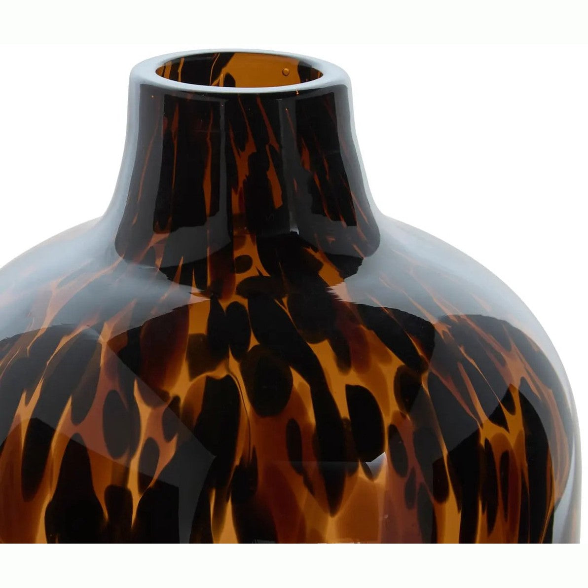 Set van 2 Glazen Vazen met Luipaardprint - Hoogte 25,5 cm - Dierlijk Motief - Moderne Bloemenvaas - MODESTNOVA