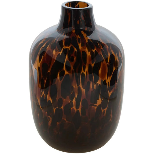 Set van 2 Glazen Vazen met Luipaardprint - Hoogte 25,5 cm - Dierlijk Motief - Moderne Bloemenvaas - MODESTNOVA