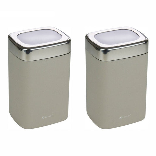 Set van 2 - RVS Voorraadbus met Acryl Deksel - Bewaarbox voor Koffie, Thee & Suiker - 11x9x17 cm