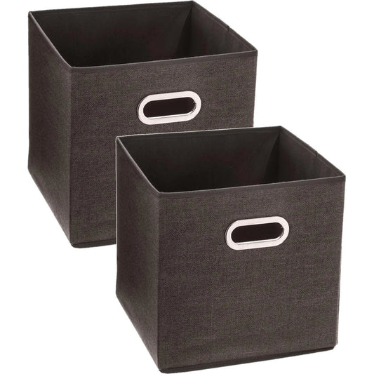 Set van 2x stuks opbergmand/kastmand 29 liter bruin linnen 31 x 31 x 31 cm - Opbergboxen - Vakkenkast manden