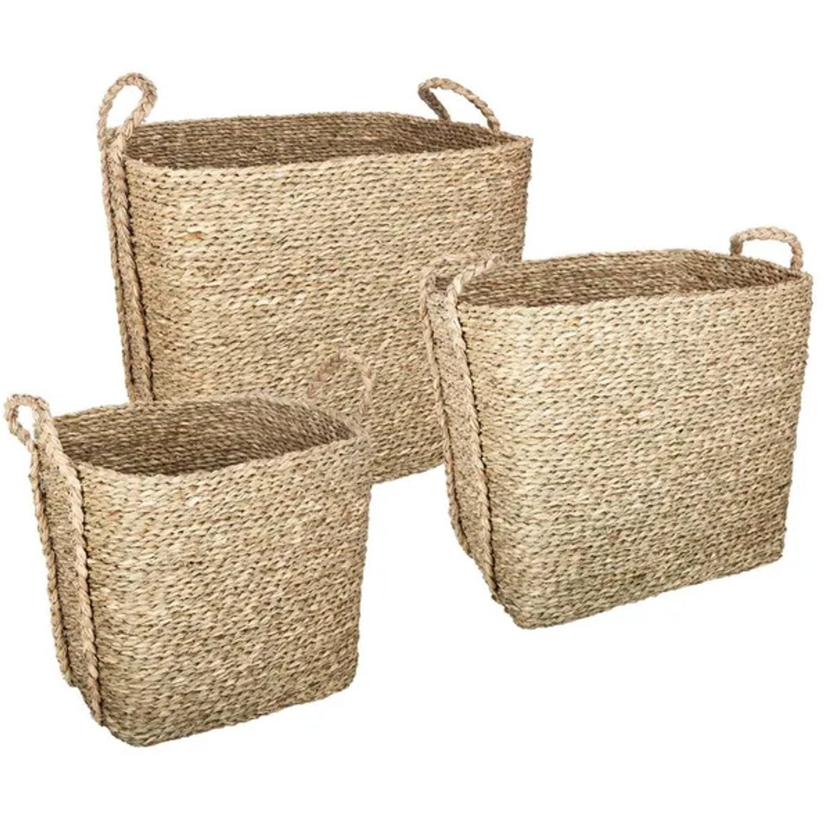 Set van 3 rieten opbergmanden