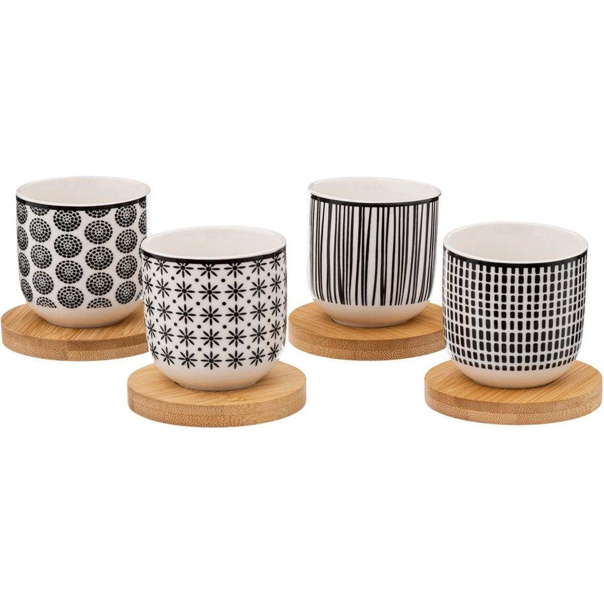 Set van 4 Bohemia kopjesSet van 4 Bohemia kopjesSet van 4 Bohemia kopjes van 10cl - "ZWART EN WIT"