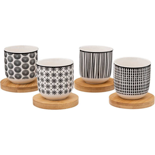 Set van 4 Bohemia kopjesSet van 4 Bohemia kopjesSet van 4 Bohemia kopjes van 10cl - "ZWART EN WIT"