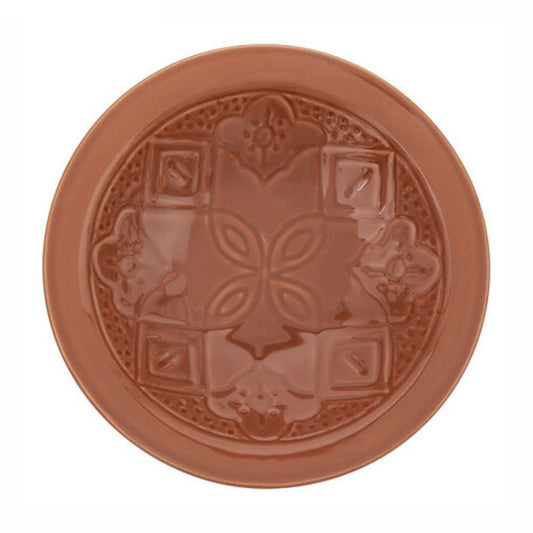 Set van 4 Diepe Borden Terracotta 23 cm - Aardewerk Soepkommen met Bloemopdruk - Soepborden - MODESTNOVA