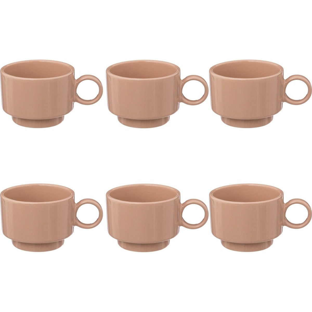 Set van 4 Retro Koffiekopjes 10 cl - Roze - Stoneware - Met Oor - Stijlvol en Praktisch