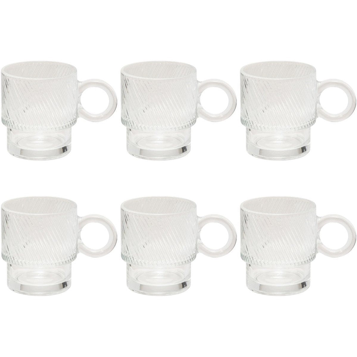 Set van 6 Transparante Glas Mokken - 30 cl - Vaatwasserbestendig - Ideaal voor Koffie, Thee en Meer
