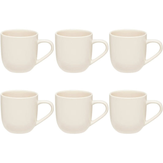 Set van 6 Witte Keramieke Mokken 24 cl - Stoneware - Met Oor - Praktisch en Stijlvol