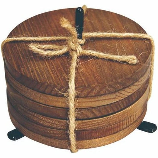 Set van 6 houten onderzetters Ø 10 cm