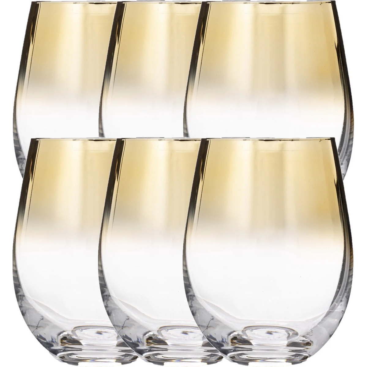 Set van 6x stuks tumbler glazen gouden rand Arya 540 ml van glas - Drinkglazen - Waterglazen