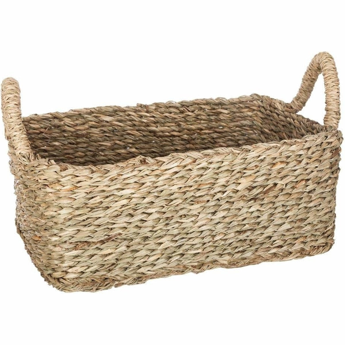 Set van drie rechthoekige decoratieve manden met handvatten, 3 maten