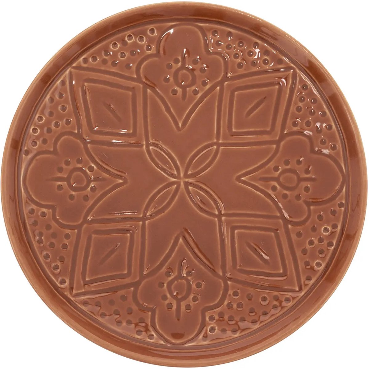 Sienna Dessertbord Terracotta 20 cm - Aardewerk Bordje met Bloemopdruk - Klein Bord - Taartbordje - MODESTNOVA
