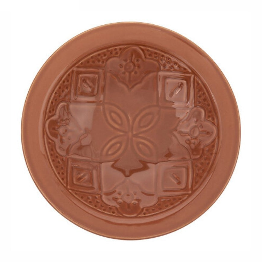 Sienna Diepbord Terracotta 23 cm - Faience Soepkom met Bloemopdruk - 6cm Hoog - Soepbord - MODESTNOVA