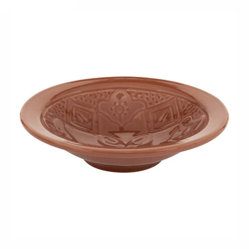 Sienna Diepbord Terracotta 23 cm - Faience Soepkom met Bloemopdruk - 6cm Hoog - Soepbord - MODESTNOVA