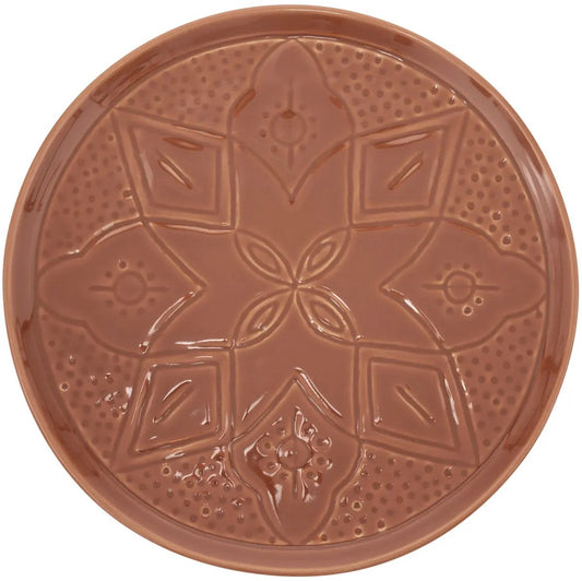 Sienna Dinerbord Terracotta 27 cm - Faience Bord met Gegraveerd Bloemmotief - Eetbord - Bord - MODESTNOVA