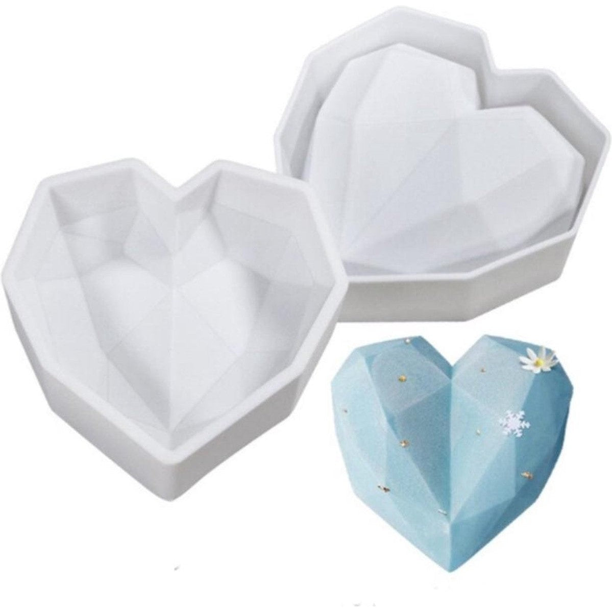 Siliconen mal harten Bakvorm |  3D Diamanten Hart | Chocolade Hart | Chocoladevorm I Siliconen bakvormen I Siliconen hart mal