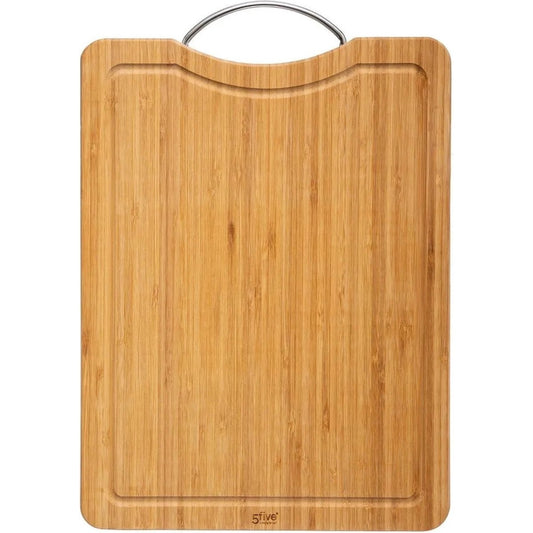 Snijplank met metalen handvat - 30 x 20 cm - bamboe hout - Serveerplank - Broodplank