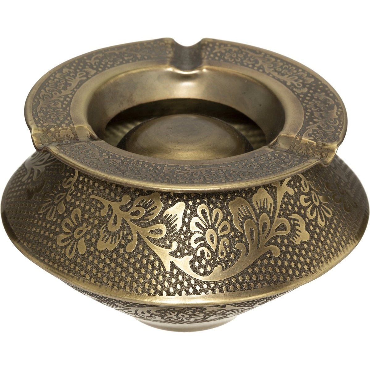 Terras asbak/stormasbak rond ijzer 12 x 8 cm goud - Buiten asbakken