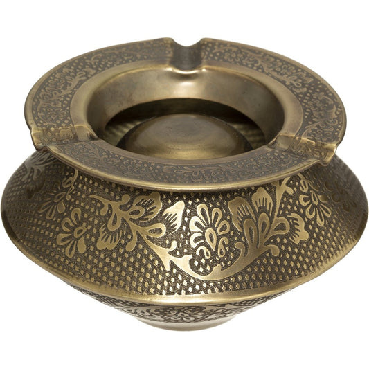 Terras asbak/stormasbak rond ijzer 12 x 8 cm goud - Buiten asbakken