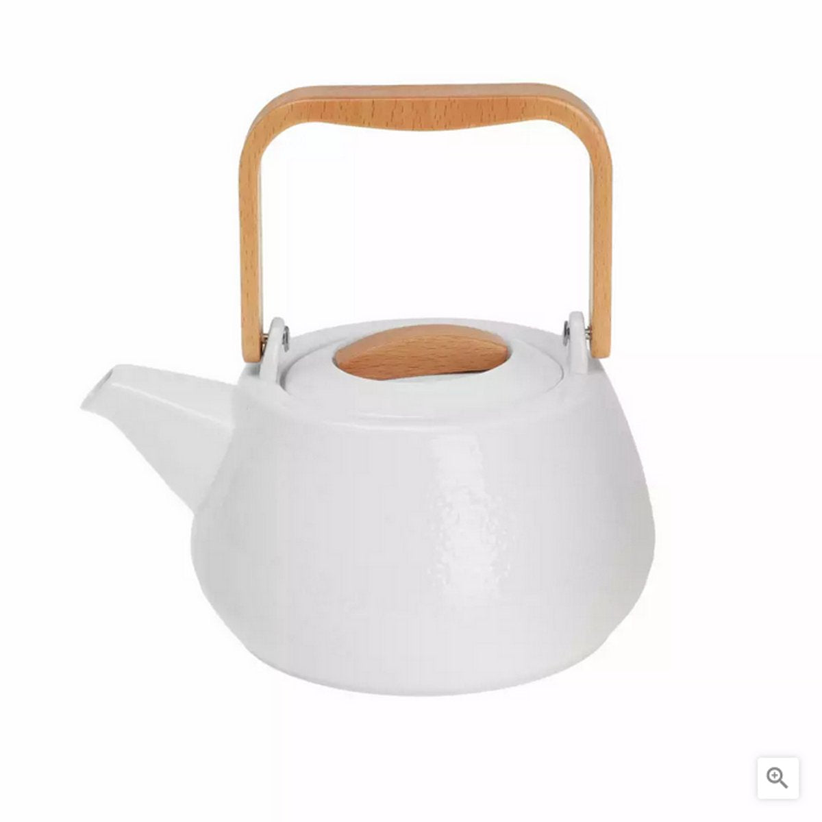 Theepot van Porselein - 1,2 Liter, Elegant Design met Beukenhouten Handvat - Perfect voor Thee Liefhebbers