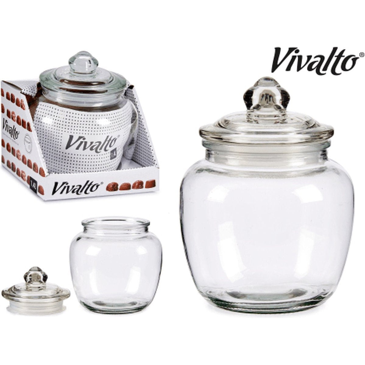 Tin 1,4 L Hermetisch Transparant Glas (14,5 x 19 x 14,5 cm)