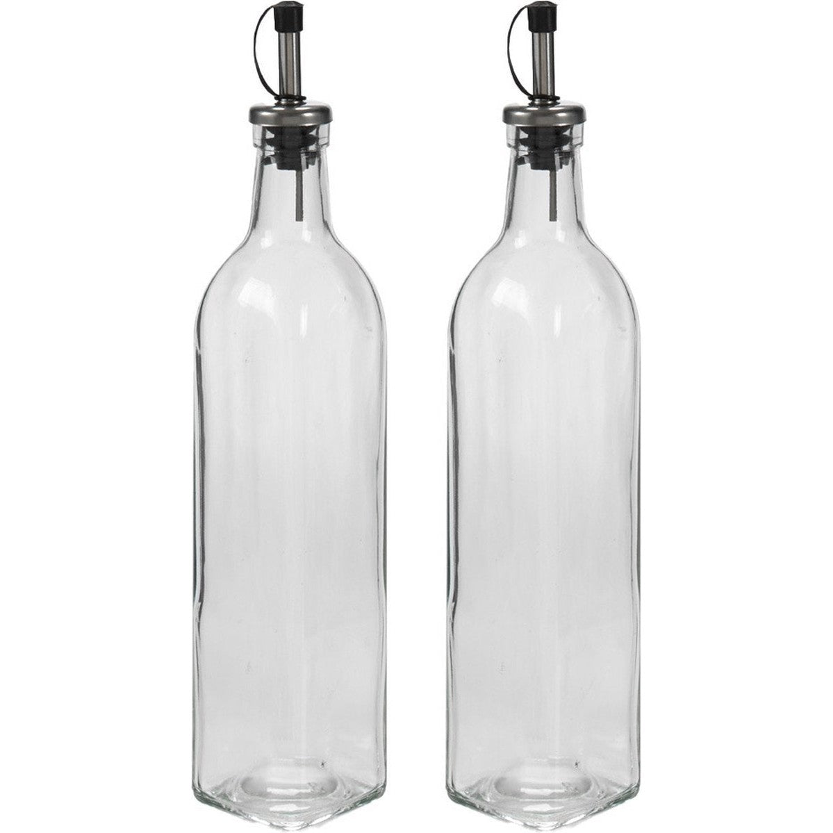 Vivalto Azijn/olie fles met schenktuit en dop - glas - 500 ml - 31 cm