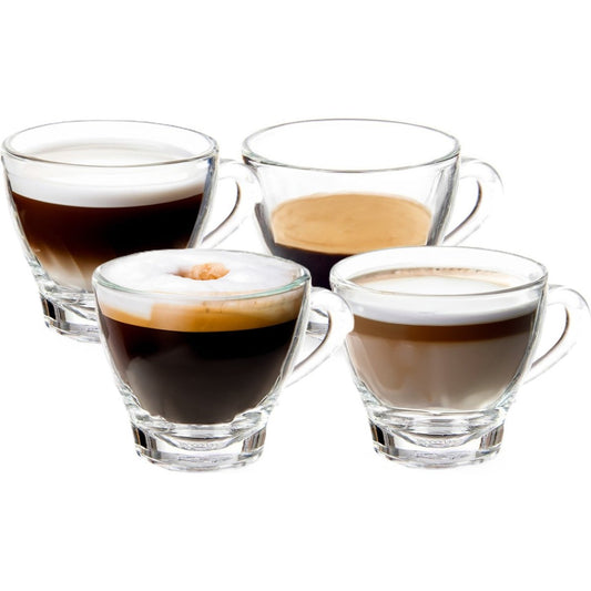 Vivalto Design Espresso koffie glazen met oor - set 4x stuks - transparant glas - 80 ml