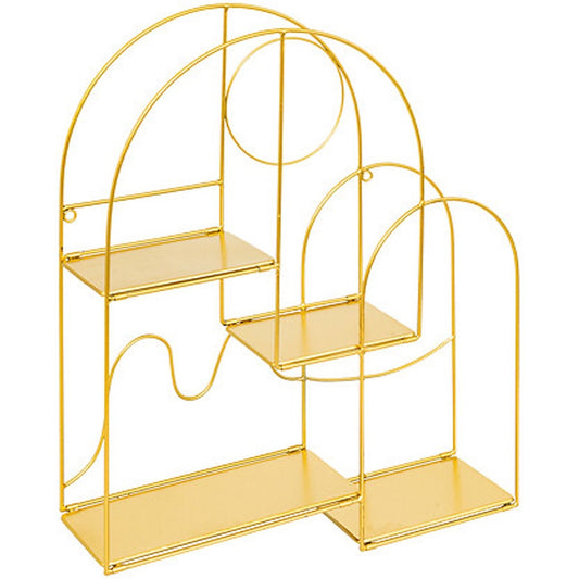 Wandkastje ongelijke vormen - goud - staal - 4 ongelijke plankjes - 50 x 60 cm - wandplanken