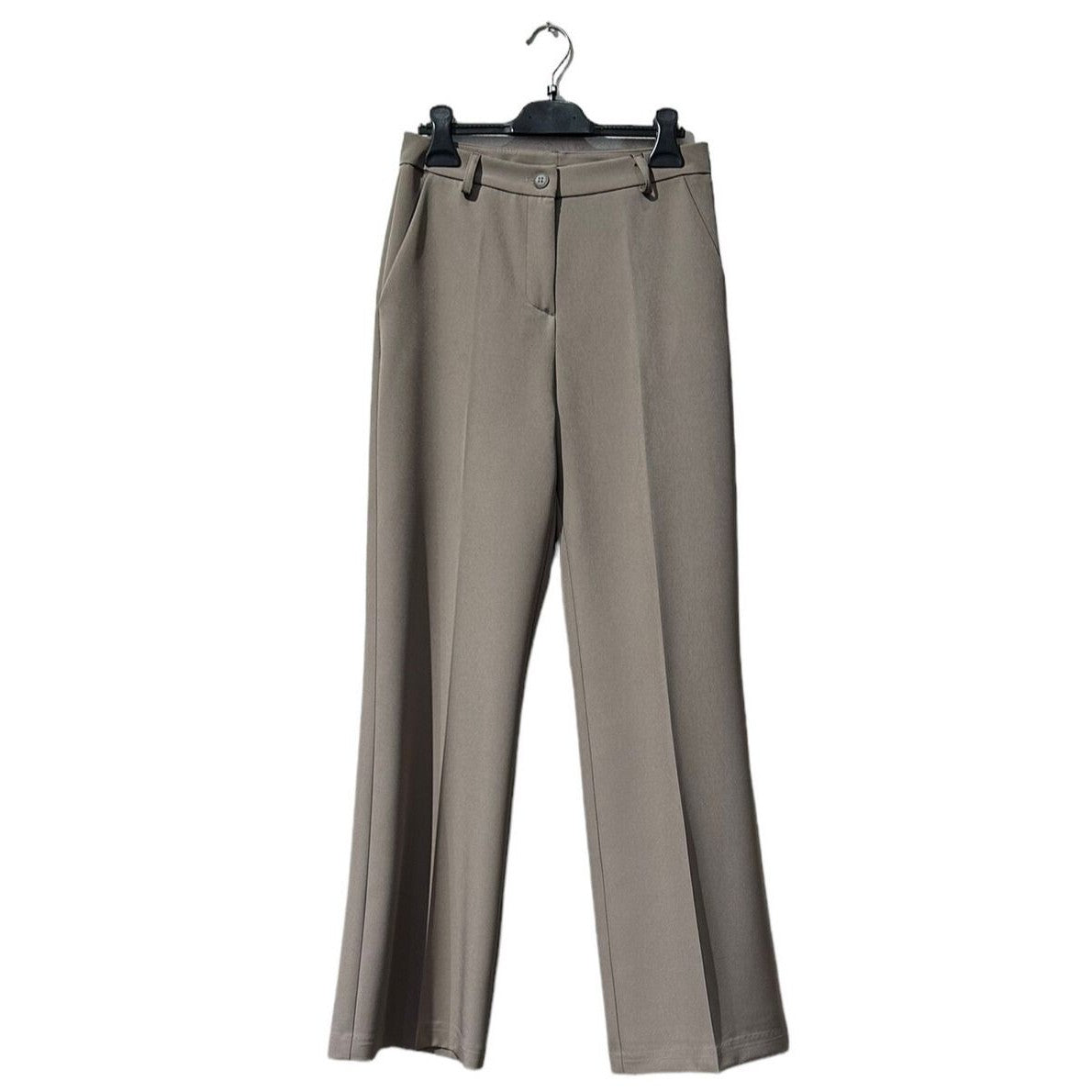 Wide Leg Trousers - Taupe - MODESTNOVA