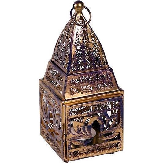 Yogi & Yogini Sfeerlicht Oosterse Lantaarn Lotus - 8,5 x 8 x 19 cm - met Deurtje