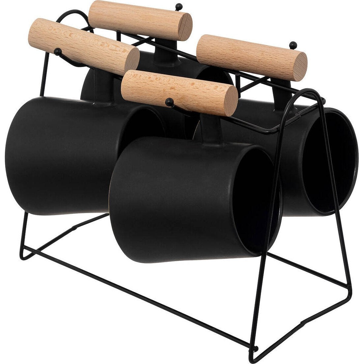 Zwarte koffiekopjes op standaard TRIBECART, 4 stuks, 220 ml