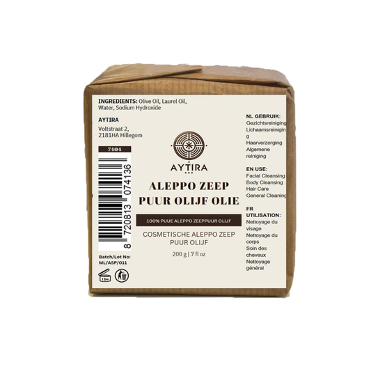 AYTIRA Aleppo Seife 200g – 20% Lorbeeröl – Handgemachte Naturseife für Haut &amp; Haar – Vegan, Ohne Parfum, Ideal bei Problemhaut