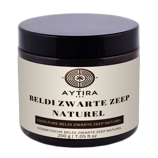 AYTIRA Beldi Schwarze Seife Natur 200g – 100% Reine marokkanische Savon Beldi – Ohne Duftstoffe – Vegane Olivenseife für empfindliche Haut